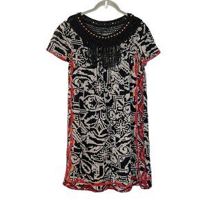 Anthropologie Floreat‎ Abelia Dress S Beaded Crochet Embroidered Fringed Boho